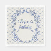  Coquette Blauwe Boog Bloemen Servet (Voorkant)