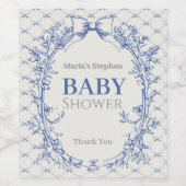 Coquette Blauwe Boog Bloemen Wijn Etiket (Enkel label)