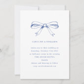 Coquette Blauwe Boog Minimalistische Bruiloft Kaart (Voorkant)