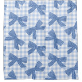 Coquette blauwe gingham en strikken douchegordijn (Voorkant)