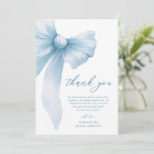 Coquette Blauwe Strik Bruids Shower Bedankkaart (Staand voorkant)