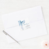 Coquette Blauwe Strik Bruidsdouche Vierkante Sticker (Envelop)