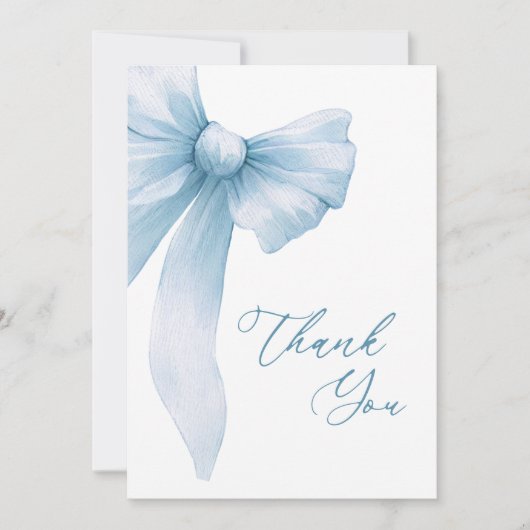 Coquette Blauwe Strik Bruidsfeest Bedankkaart (Voorkant)