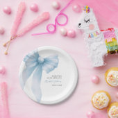 Coquette Blauwe Strik Bruidsfeest Papieren Bordje (Feest)