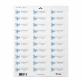 Coquette Blauwe Strik Bruidsfeest Retouradres Etiket (Full Sheet)