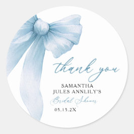 Coquette Blauwe Strik Bruidsfeest Ronde Sticker