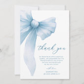 Coquette Blauwe Strik Bruiloft Feest Bedankkaart (Voorkant)
