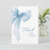 Coquette Blauwe Strik Bruiloftsborrel Bedankkaart (Staand voorkant)