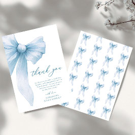 Coquette Blauwe Strik Bruiloftsfeest Bedankkaart