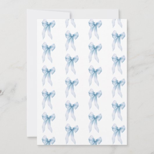 Coquette Blauwe Strik Bruiloftsfeest Bedankkaart (Achterkant)
