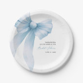 Coquette Blauwe Strik Bruiloftsfeest Papieren Bordje (Voorkant)