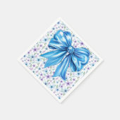 Coquette Blauwe Strik Elegant Bloemendesign Servet (Hoek)