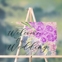 Coquette Blauwe strik Helder Roze Boeket Acryl Bord