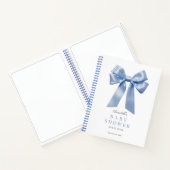 Coquette Blauwe Strik Lint Baby Shower Gastboek Notitieboek (Binnen)