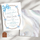 Coquette Blauwe Strik Parel Bruiloft Uitnodiging
