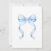 Coquette blauwe strik verjaardagsuitnodiging kaart (Achterkant)
