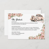 Coquette Bloemen Blush Roze bruiloft Details Informatiekaartje (Voorkant / Achterkant)