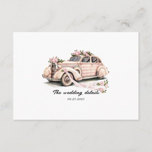 Coquette Bloemen Blush Roze bruiloft Details Informatiekaartje (Achterkant)