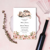 Coquette Bloemen Blush Roze Huwelijk Kaart