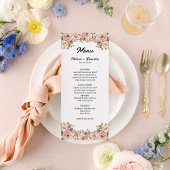 Coquette Bloemen Blush Roze Huwelijk Menu