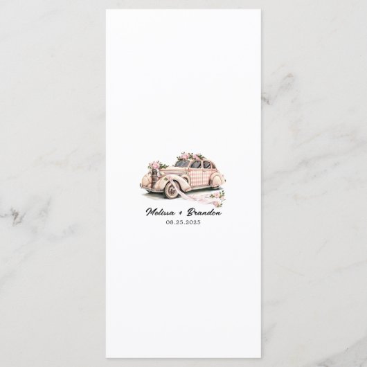 Coquette Bloemen Blush Roze Huwelijk Menu (Achterkant)