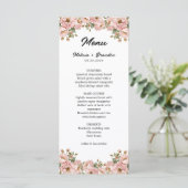 Coquette Bloemen Blush Roze Huwelijk Menu (Staand voorkant)