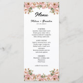 Coquette Bloemen Blush Roze Huwelijk Menu (Voorkant)