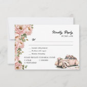 Coquette Bloemen Blush Roze Huwelijk RSVP Kaartje (Voorkant)