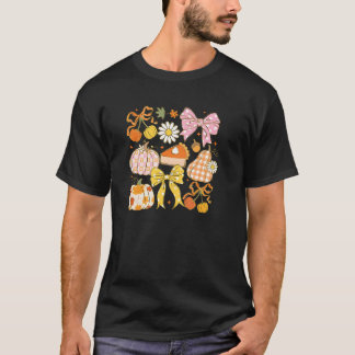 Coquette Bloemen Bow Pompoen Seizoen Herfst Herfst T-shirt