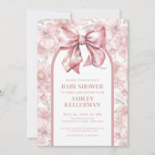Coquette Bloemen Bow Roze Meisje Baby shower Kaart (Voorkant)