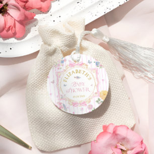 Coquette bloemenslinger baby girl babyshower bedan bedankjes labels
