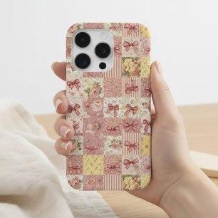 Coquette bloemstuk patchwork quilt lente bloemen s iPhone 15 pro case