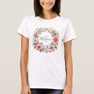 Coquette blozen lente bloemen krans Moederdag T-shirt