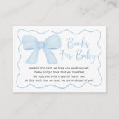 Coquette Blue Bow Baby shower Boeken voor Baby Informatiekaartje (Voorkant)