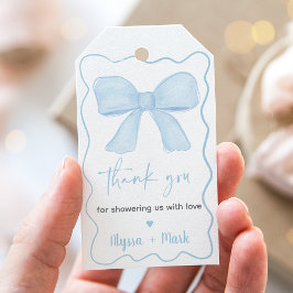 Coquette Blue Bow Baby shower Cadeaulabel