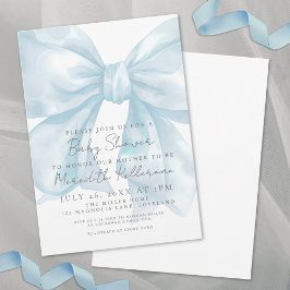 Coquette Blue Bow Baby shower Kaart