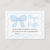 Coquette Blue Bow Baby shower Luier Raffle Informatiekaartje (Voorkant)