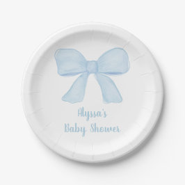 Coquette Blue Bow Baby shower Papieren Bordje