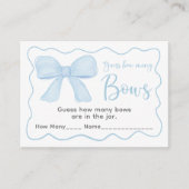 Coquette Blue Bow Baby shower Raad hoeveel spel Informatiekaartje (Voorkant)