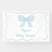 Coquette Blue Bow Baby shower Spandoek (Horizontaal)