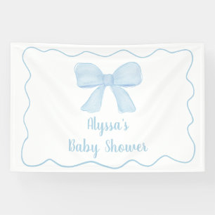 Coquette Blue Bow Baby shower Spandoek