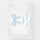 Coquette Blue Bow Baby shower Spandoek (Verticaal)
