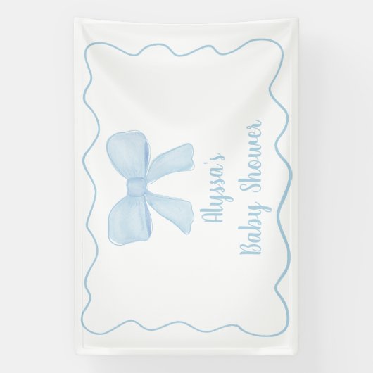 Coquette Blue Bow Baby shower Spandoek (Verticaal)