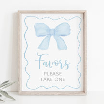 Coquette Blue Bow Baby shower voorkeursbord