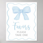 Coquette Blue Bow Baby shower voorkeursbord Poster (Voorkant)