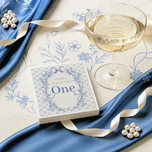Coquette Blue Bow eerste verjaardag Servet