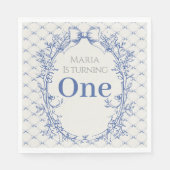 Coquette Blue Bow eerste verjaardag Servet (Voorkant)