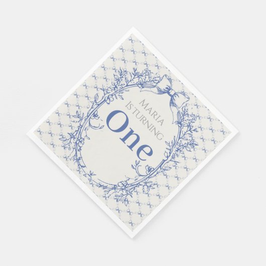 Coquette Blue Bow eerste verjaardag Servet (Hoek)