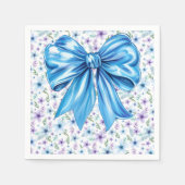Coquette Blue Bow Elegant Floral Design Servet (Voorkant)
