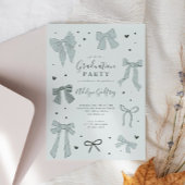 Coquette Blue Bow Graduation Party Uitnodiging